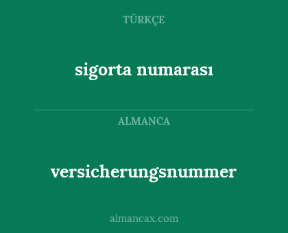 versicherungsnummer - sigorta numarası