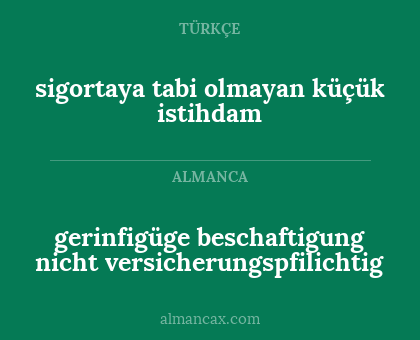 sigortaya tabi olmayan küçük istihdam - gerinfigüge beschaftigung nicht versicherungspfilichtig