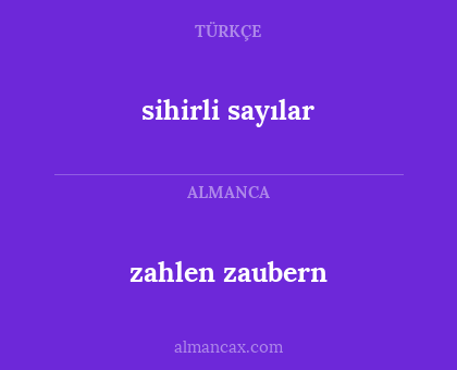 sihirli sayılar - zahlen zaubern