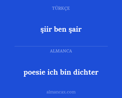 şiir ben şair - poesie ich bin dichter
