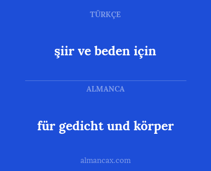 şiir ve beden için - für gedicht und körper