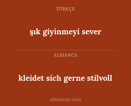 şık giyinmeyi sever - kleidet sich gerne stilvoll