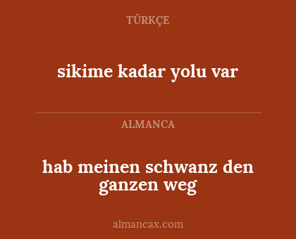 sikime kadar yolu var - hab meinen schwanz den ganzen weg