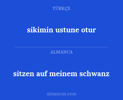 sikimin ustune otur - sitzen auf meinem schwanz