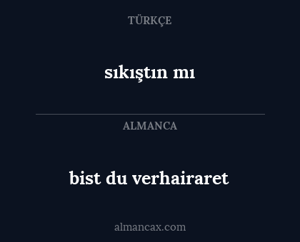 sıkıştın mı - bist du verhairaret