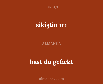 hast du gefickt - sikiştin mi