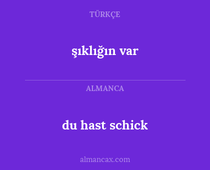 du hast schick - şıklığın var