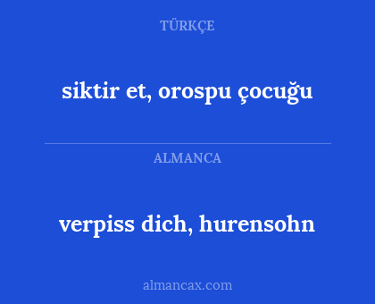 siktir et, orospu çocuğu - verpiss dich, hurensohn