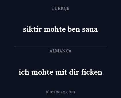 ich mohte mit dir ficken - siktir mohte ben sana