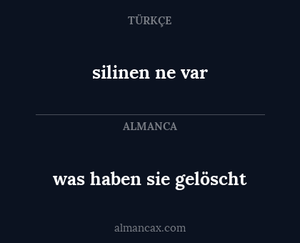 was haben sie gelöscht - silinen ne var