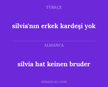 silvia hat keinen bruder - silvia'nın erkek kardeşi yok