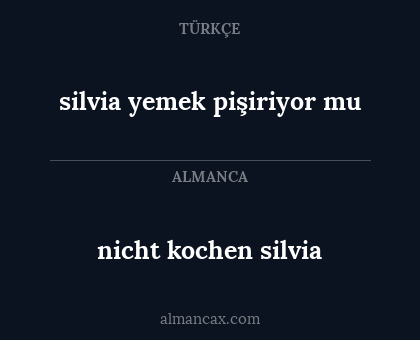 nicht kochen silvia - silvia yemek pişiriyor mu