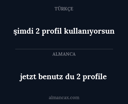 jetzt benutz du 2 profile - şimdi 2 profil kullanıyorsun