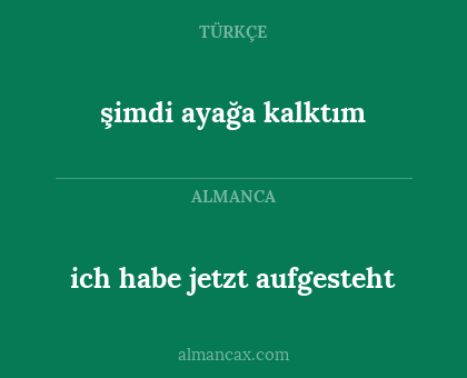 ich habe jetzt aufgesteht - şimdi ayağa kalktım