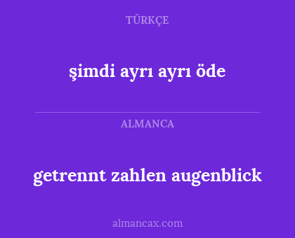 şimdi ayrı ayrı öde - getrennt zahlen augenblick