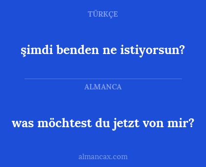şimdi benden ne istiyorsun? - was möchtest du jetzt von mir?