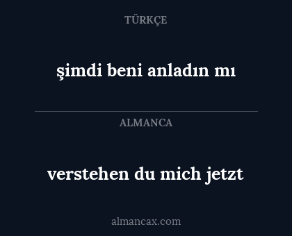 verstehen du mich jetzt - şimdi beni anladın mı