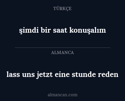 şimdi bir saat konuşalım - lass uns jetzt eine stunde reden