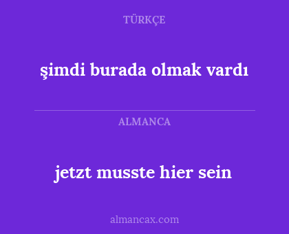 şimdi burada olmak vardı - jetzt musste hier sein