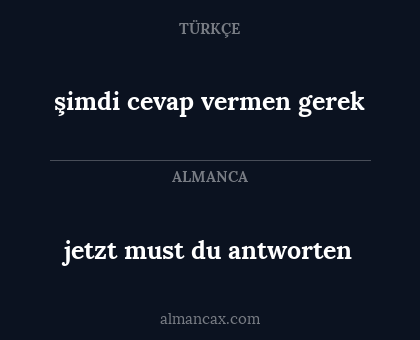jetzt must du antworten - şimdi cevap vermen gerek