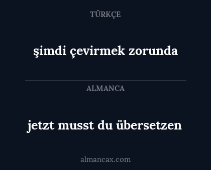 şimdi çevirmek zorunda - jetzt musst du übersetzen