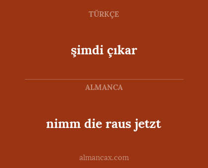 şimdi çıkar - nimm die raus jetzt