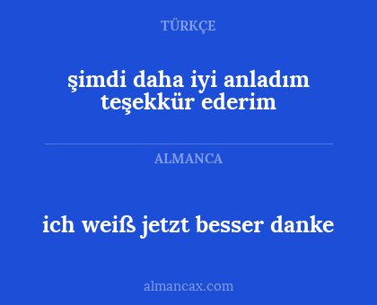 ich weiß jetzt besser danke - şimdi daha iyi anladım teşekkür ederim
