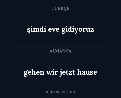 şimdi eve gidiyoruz - gehen wir jetzt hause