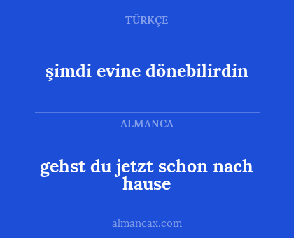 şimdi evine dönebilirdin - gehst du jetzt schon nach hause