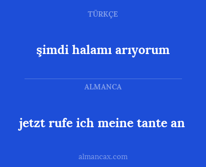 şimdi halamı arıyorum - jetzt rufe ich meine tante an