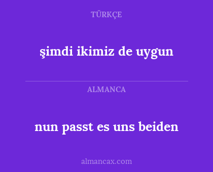 şimdi ikimiz de uygun - nun passt es uns beiden
