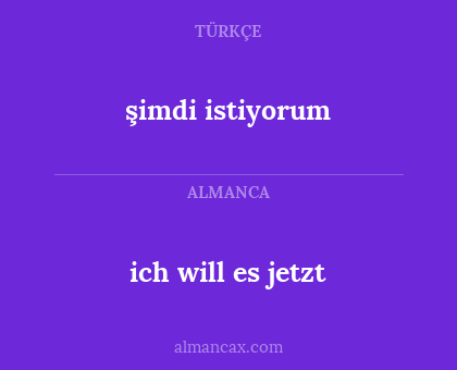 şimdi istiyorum - ich will es jetzt