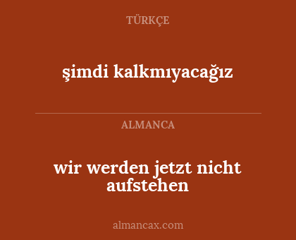 şimdi kalkmıyacağız - wir werden jetzt nicht aufstehen