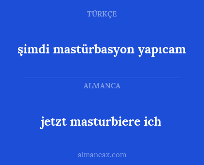 şimdi mastürbasyon yapıcam - jetzt masturbiere ich