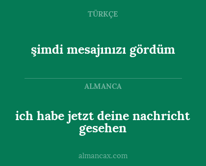 ich habe jetzt deine nachricht gesehen - şimdi mesajınızı gördüm