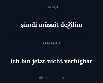 ich bin jetzt nicht verfügbar - şimdi müsait değilim