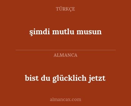 bist du glücklich jetzt - şimdi mutlu musun