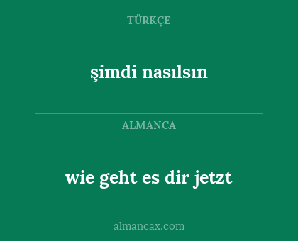şimdi nasılsın - wie geht es dir jetzt