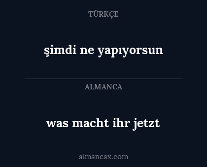 şimdi ne yapıyorsun - was macht ihr jetzt