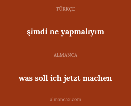 was soll ich jetzt machen - şimdi ne yapmalıyım