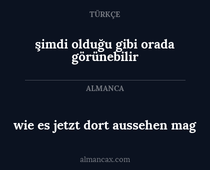 şimdi olduğu gibi orada görünebilir - wie es jetzt dort aussehen mag