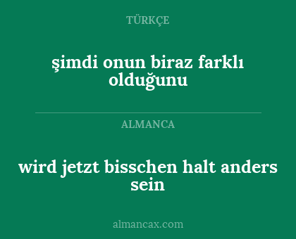 wird jetzt bisschen halt anders sein - şimdi onun biraz farklı olduğunu