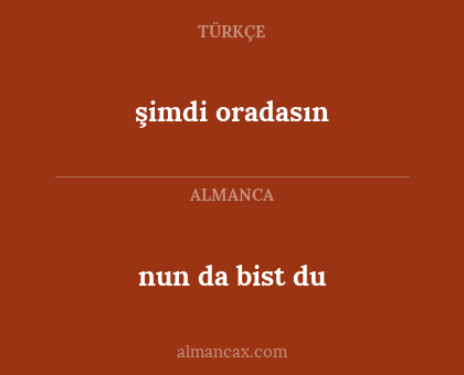 nun da bist du - şimdi oradasın