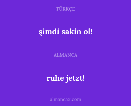 ruhe jetzt! - şimdi sakin ol!