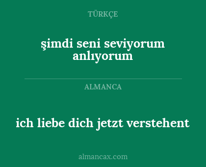 ich liebe dich jetzt verstehent - şimdi seni seviyorum anlıyorum