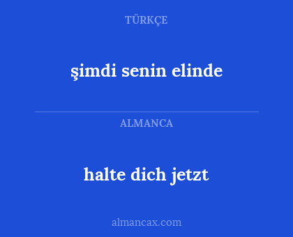 halte dich jetzt - şimdi senin elinde