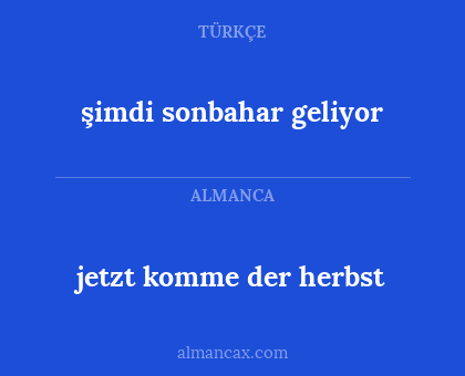 jetzt komme der herbst - şimdi sonbahar geliyor