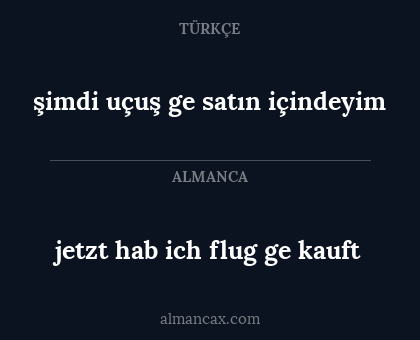 şimdi uçuş ge satın içindeyim - jetzt hab ich flug ge kauft