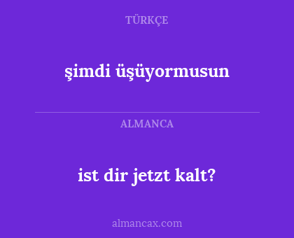 şimdi üşüyormusun - ist dir jetzt kalt?