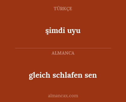 şimdi uyu - gleich schlafen sen